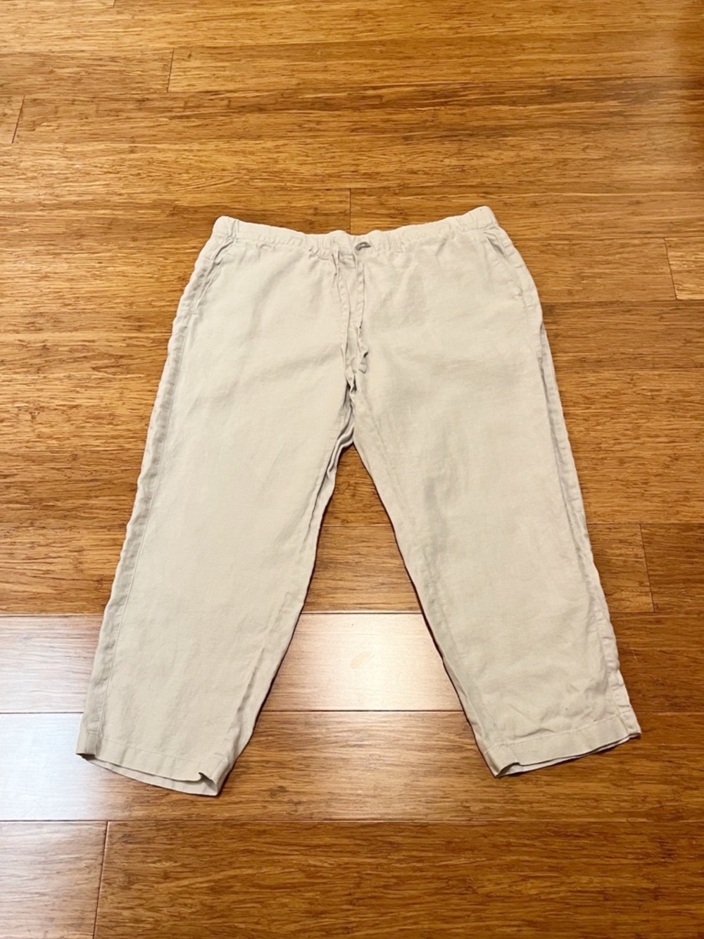 Pure Jill J. Jill Linen Drawstring Elastic Waist Cropped Pants w/ Pockets. Large - Picture 2 of 12